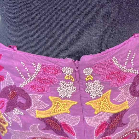 Maeve Embroidered Beaded Mini Dress Pastel Open Back Cap Sleeve Anthropologie 16 - Picture 9 of 11